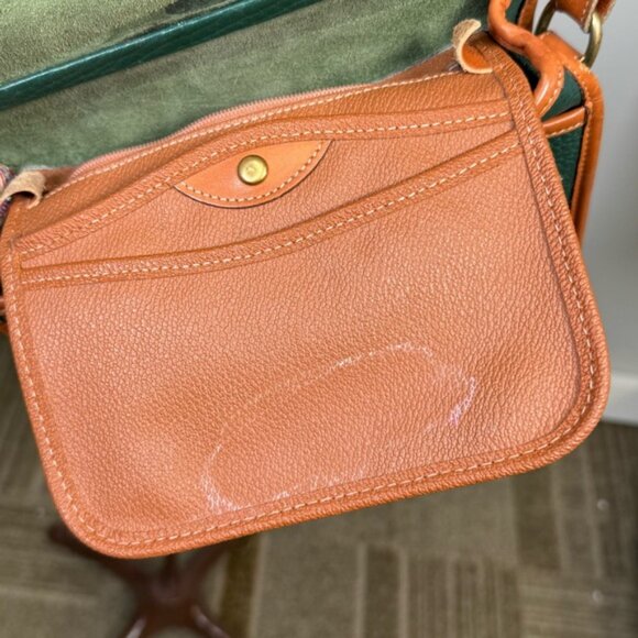 Vintage Dooney & Bourke Evergreen/Tan Leather Med Surrey Carrier Crossbody Bag - Picture 13 of 16